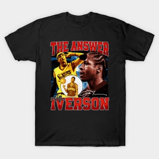 Allen Iverson The Answer Basketball Signature Vintage Retro 80s 90s Bootleg Rap Style T-Shirt